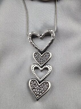 Brighton Falling In Love Hearts Necklace Crystals NWT in Tin Mother's Day